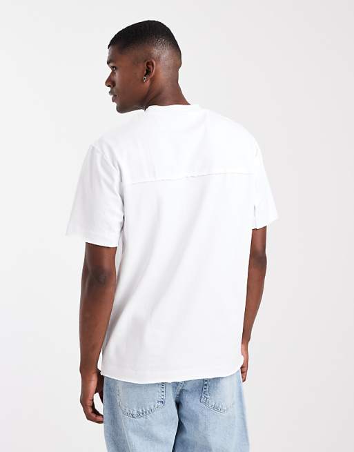 ASOS DESIGN heavyweight relaxed crew neck t-shirt with raw hem in white