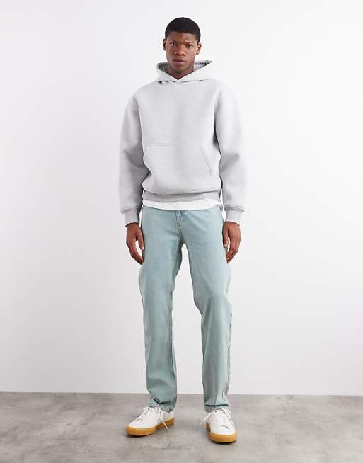 ASOS DESIGN Heavyweight Relaxed Hoodie In Scuba-style Fabric In Grey Marl