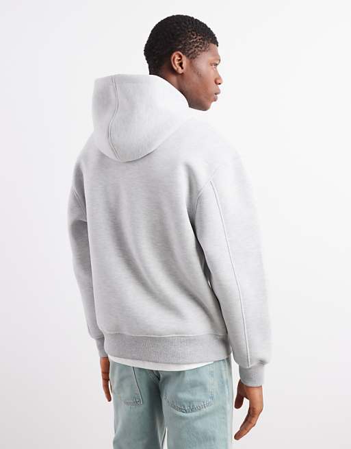 ASOS DESIGN Heavyweight Relaxed Hoodie In Scuba-style Fabric In Grey Marl
