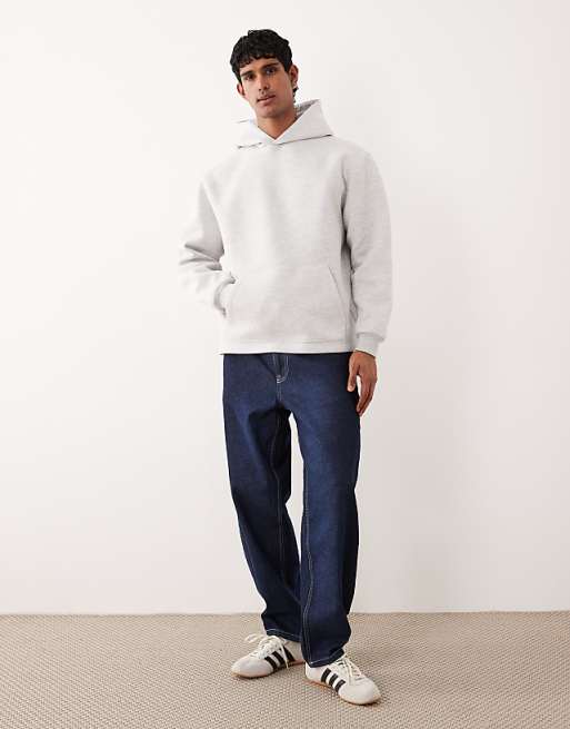ASOS DESIGN Heavyweight Relaxed Hoodie In Scuba-style Fabric In Ice Marl