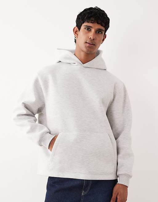 ASOS DESIGN heavyweight relaxed hoodie in scuba-style fabric in ice marl