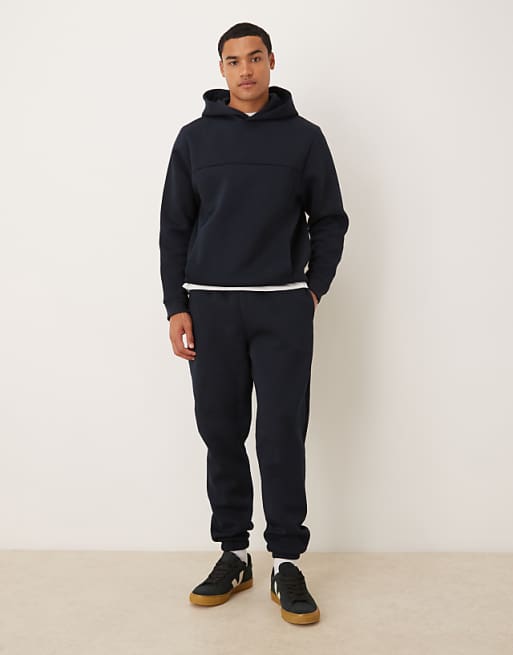ASOS DESIGN Heavyweight Relaxed Hoodie In Scuba-style Fabric In Navy