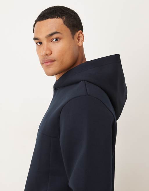 ASOS DESIGN Heavyweight Relaxed Hoodie In Scuba-style Fabric In Navy