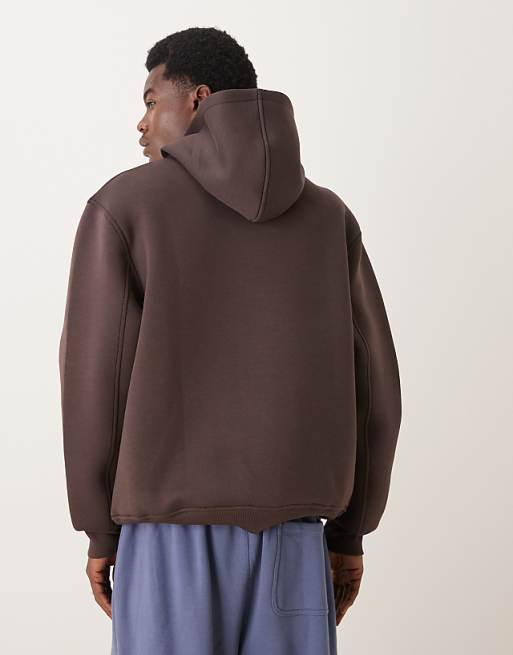 ASOS DESIGN Heavyweight Relaxed Hoodie In Scuba-style Fabric In Brown