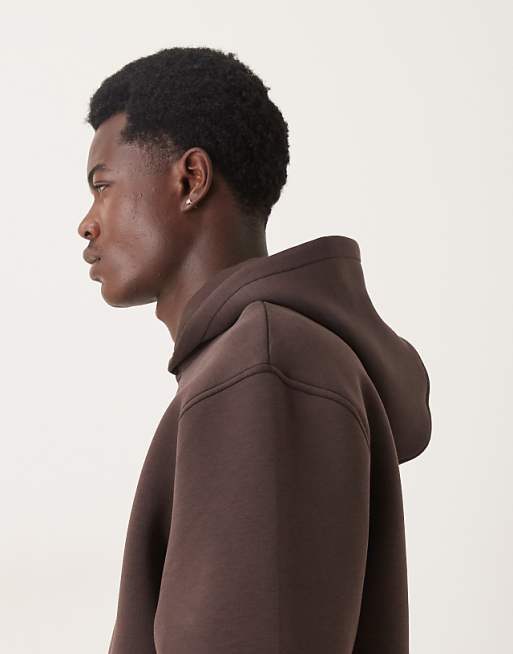 ASOS DESIGN Heavyweight Relaxed Hoodie In Scuba-style Fabric In Brown