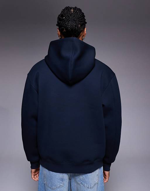 ASOS DESIGN Heavyweight Relaxed Hoodie In Scuba-style Fabric In Navy