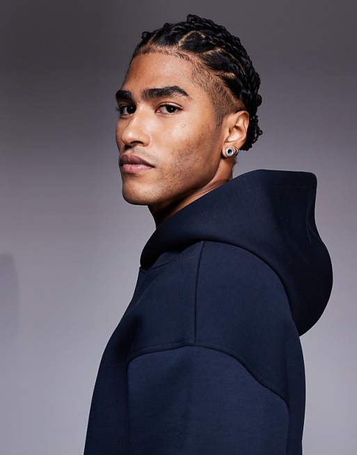 ASOS DESIGN Heavyweight Relaxed Hoodie In Scuba-style Fabric In Navy