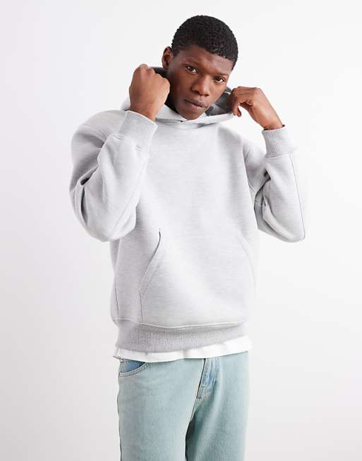 ASOS DESIGN heavyweight relaxed hoodie in scuba-style fabric in grey marl