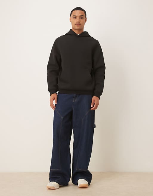 ASOS DESIGN Heavyweight Relaxed In Scuba-style Fabric Hoodie In Black