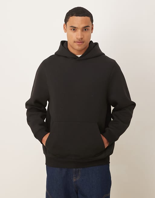 ASOS DESIGN heavyweight relaxed in scuba-style fabric hoodie in black