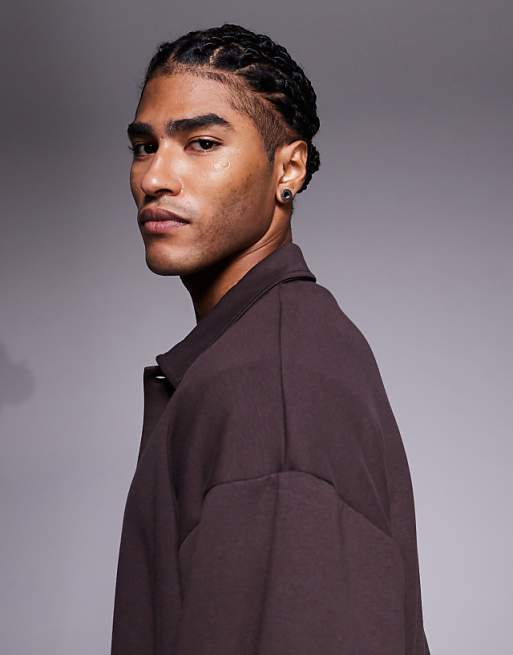 ASOS DESIGN Heavyweight Relaxed Jersey Jacket In Brown