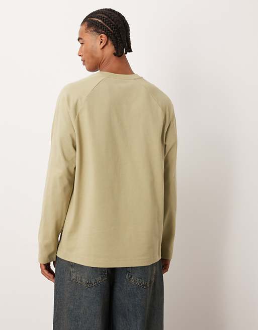 ASOS DESIGN Heavyweight Relaxed Long Sleeve Raglan T-shirt In Khaki