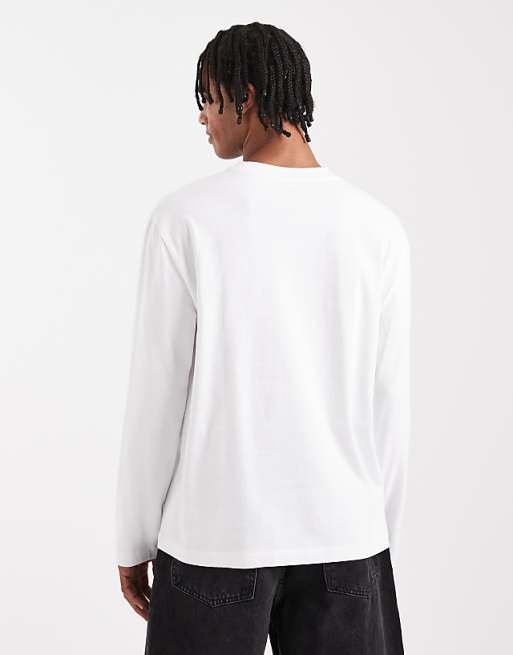 ASOS DESIGN Heavyweight Relaxed Long Sleeve T-shirt In White - WHITE