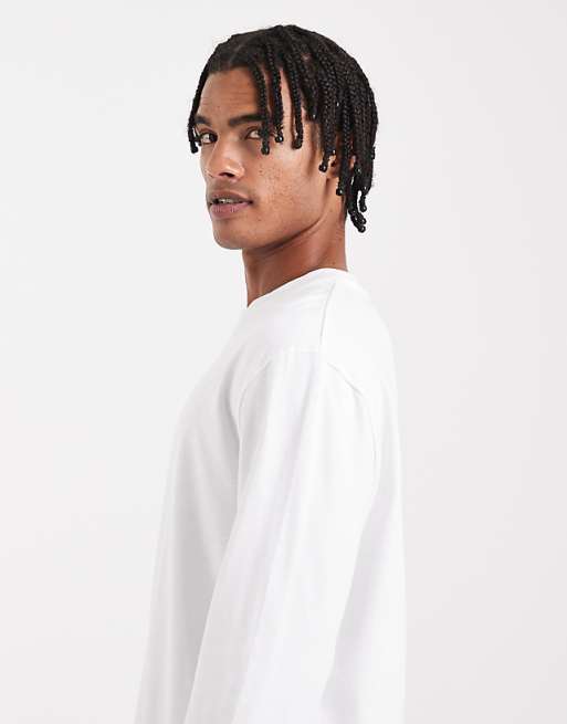 ASOS DESIGN Heavyweight Relaxed Long Sleeve T-shirt In White - WHITE