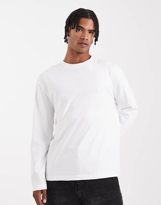 ASOS DESIGN heavyweight relaxed long sleeve t-shirt in white - WHITE