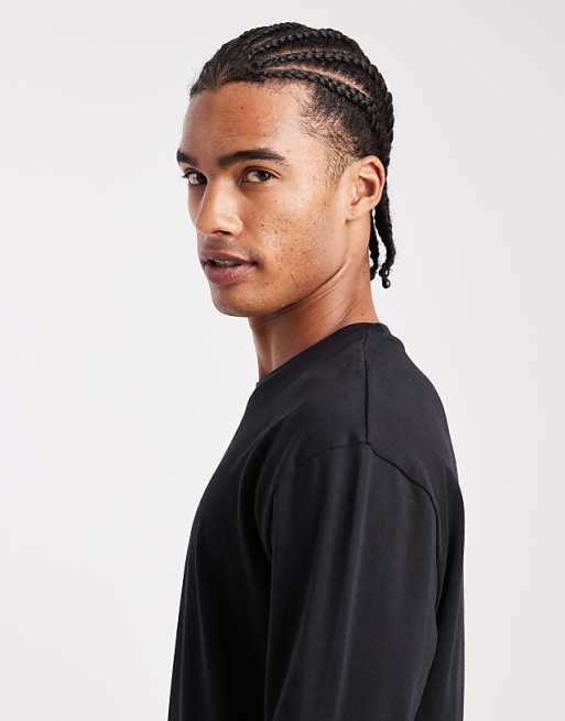 ASOS DESIGN Heavyweight Relaxed Long Sleeve T-shirt In Black - BLACK