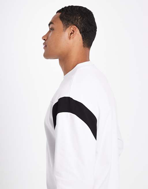 ASOS DESIGN Heavyweight Relaxed Long Sleeve T-shirt With Contrast Panel In White