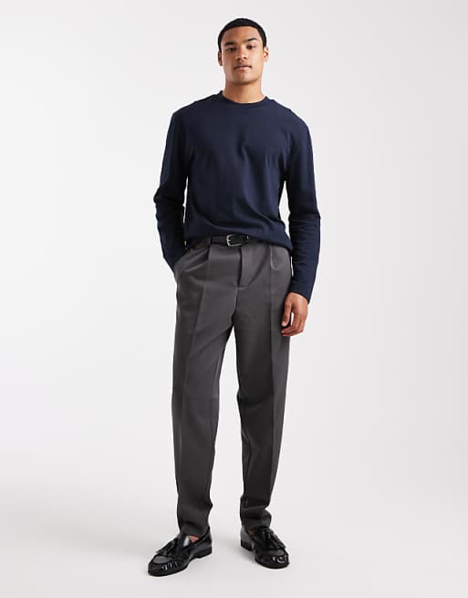 ASOS DESIGN Heavyweight Relaxed Long Sleeve T-shirt In Navy