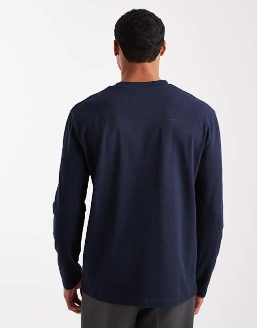 ASOS DESIGN Heavyweight Relaxed Long Sleeve T-shirt In Navy