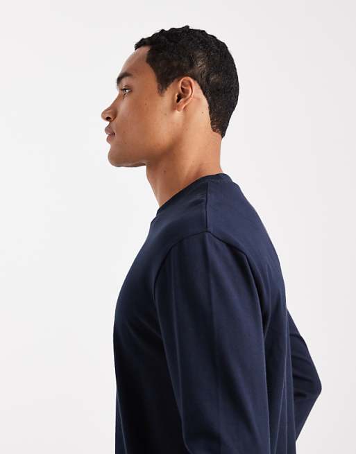 ASOS DESIGN Heavyweight Relaxed Long Sleeve T-shirt In Navy