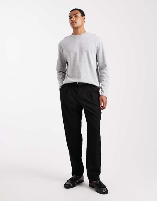 ASOS DESIGN Heavyweight Relaxed Long Sleeve T-shirt In Grey Marl