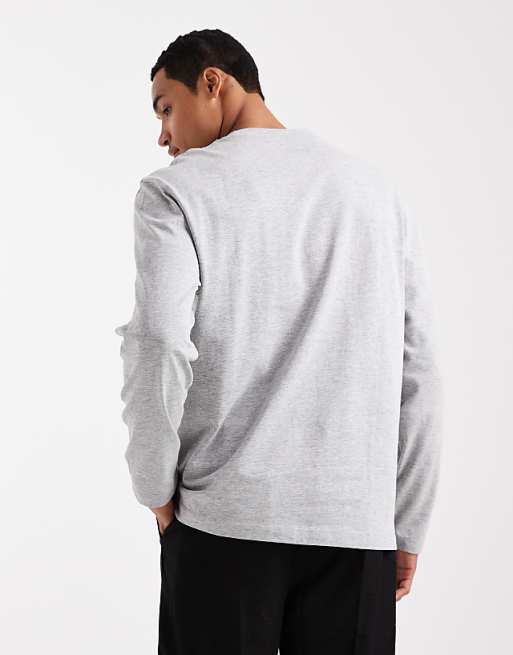 ASOS DESIGN Heavyweight Relaxed Long Sleeve T-shirt In Grey Marl
