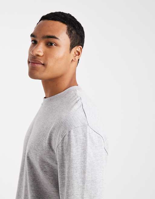 ASOS DESIGN Heavyweight Relaxed Long Sleeve T-shirt In Grey Marl