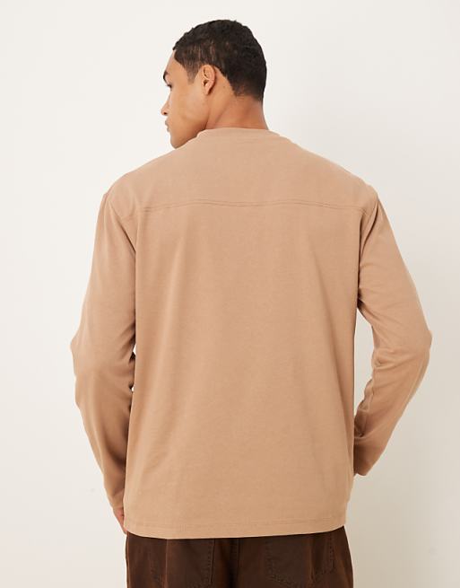 ASOS DESIGN Heavyweight Relaxed Long Sleeve T-shirt In Brown