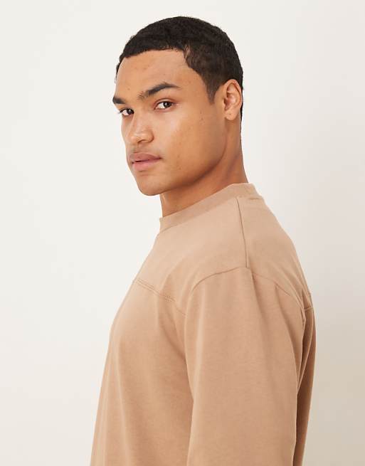 ASOS DESIGN Heavyweight Relaxed Long Sleeve T-shirt In Brown