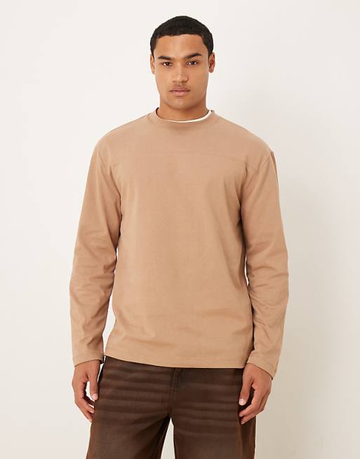 ASOS DESIGN heavyweight relaxed long sleeve t-shirt in brown