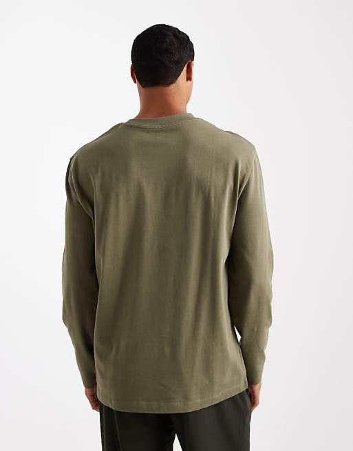 ASOS DESIGN Heavyweight Relaxed Long Sleeve T-shirt In Khaki