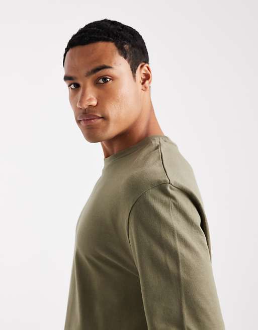 ASOS DESIGN Heavyweight Relaxed Long Sleeve T-shirt In Khaki