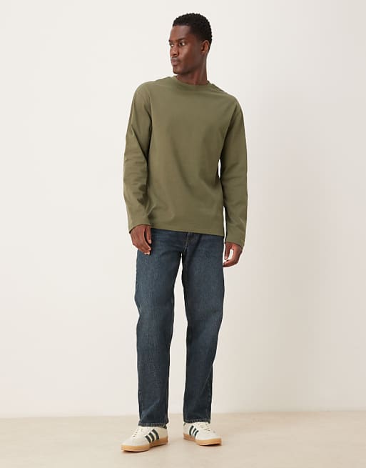 ASOS DESIGN Heavyweight Relaxed Long Sleeve T-shirt In Dusty Olive