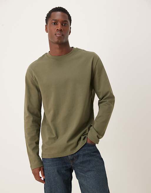 ASOS DESIGN heavyweight relaxed long sleeve t-shirt in dusty olive