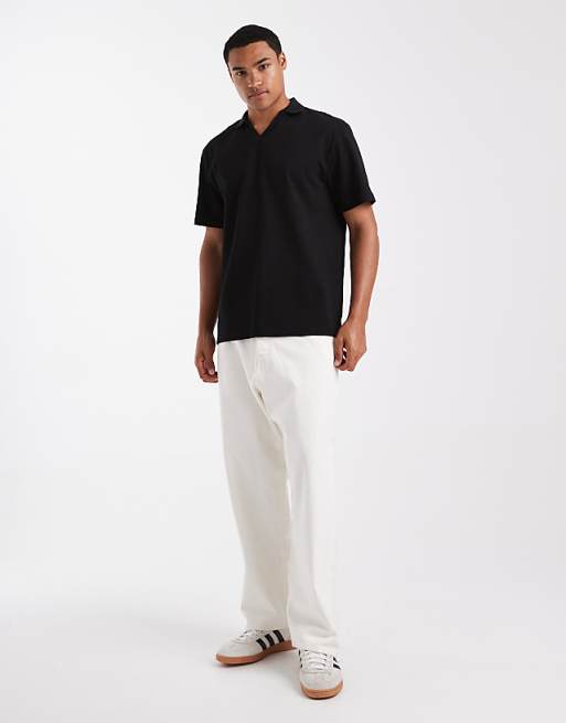 ASOS DESIGN Heavyweight Relaxed Polo In Black