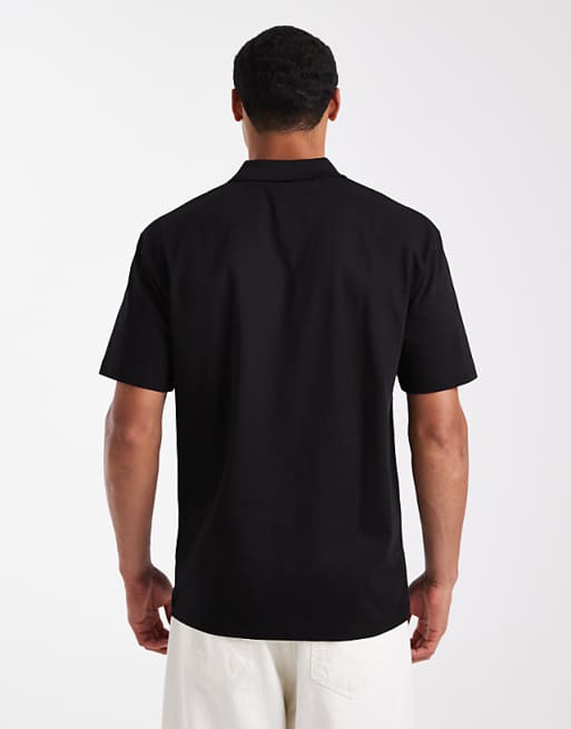 ASOS DESIGN Heavyweight Relaxed Polo In Black