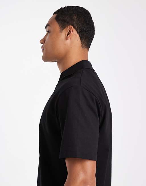 ASOS DESIGN Heavyweight Relaxed Polo In Black