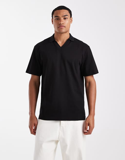 ASOS DESIGN heavyweight relaxed polo in black