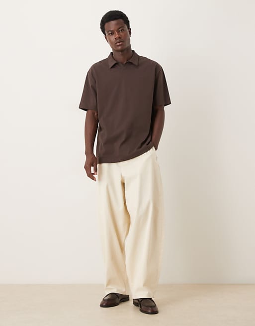 ASOS DESIGN Heavyweight Relaxed Polo In Brown