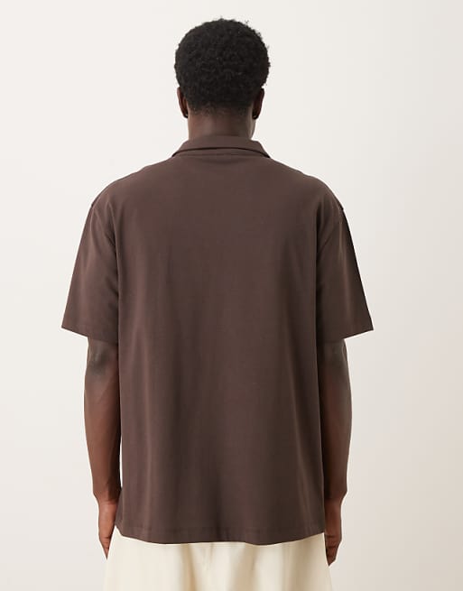 ASOS DESIGN Heavyweight Relaxed Polo In Brown