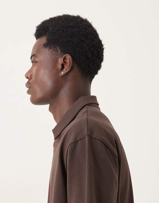 ASOS DESIGN Heavyweight Relaxed Polo In Brown