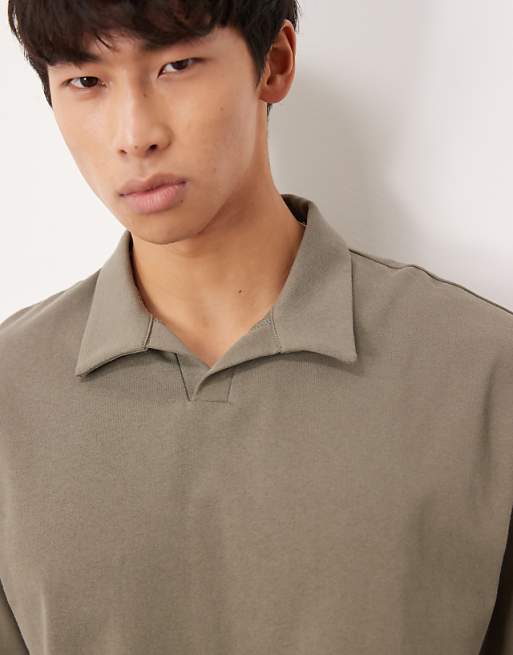 ASOS DESIGN Heavyweight Relaxed Polo In Khaki