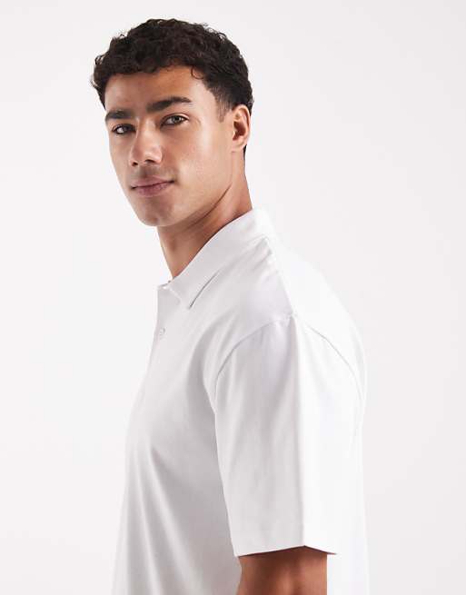 ASOS DESIGN Heavyweight Relaxed Polo In White