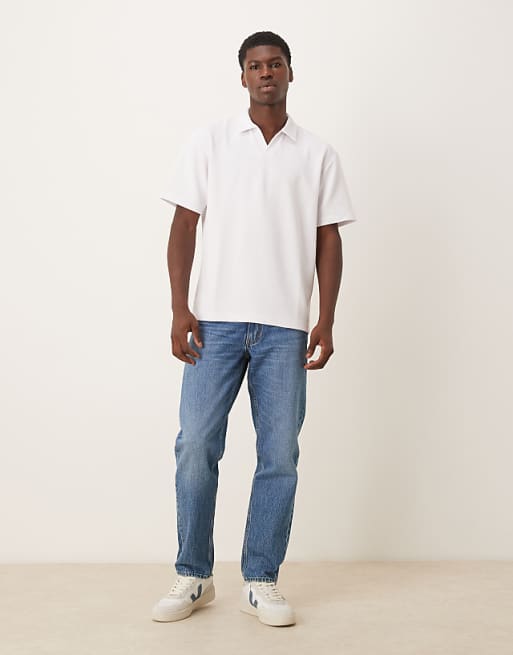 ASOS DESIGN Heavyweight Relaxed Polo In White Texture