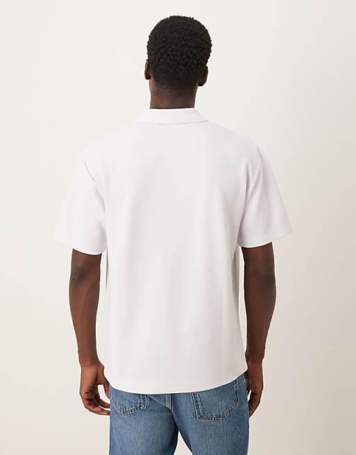 ASOS DESIGN Heavyweight Relaxed Polo In White Texture