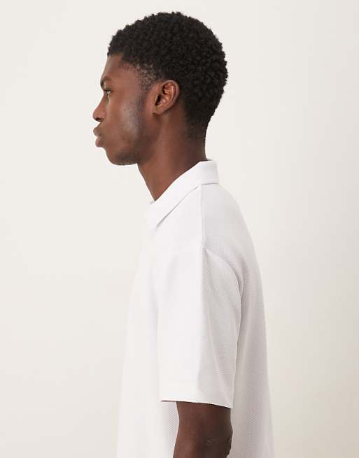ASOS DESIGN Heavyweight Relaxed Polo In White Texture