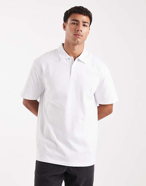 ASOS DESIGN heavyweight relaxed polo in white