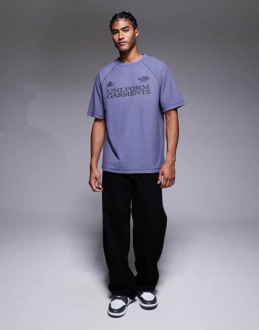ASOS DESIGN Heavyweight Relaxed Raglan T-shirt With Text Graphic In Waffle