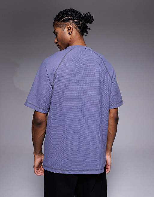 ASOS DESIGN Heavyweight Relaxed Raglan T-shirt With Text Graphic In Waffle