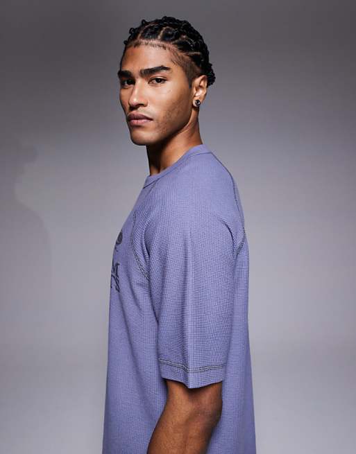 ASOS DESIGN Heavyweight Relaxed Raglan T-shirt With Text Graphic In Waffle
